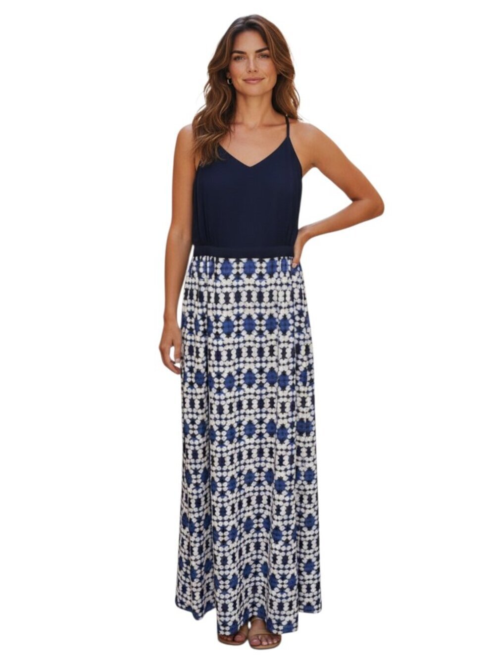 J. Crew Ikat Mixed Print Maxi Dress Blue